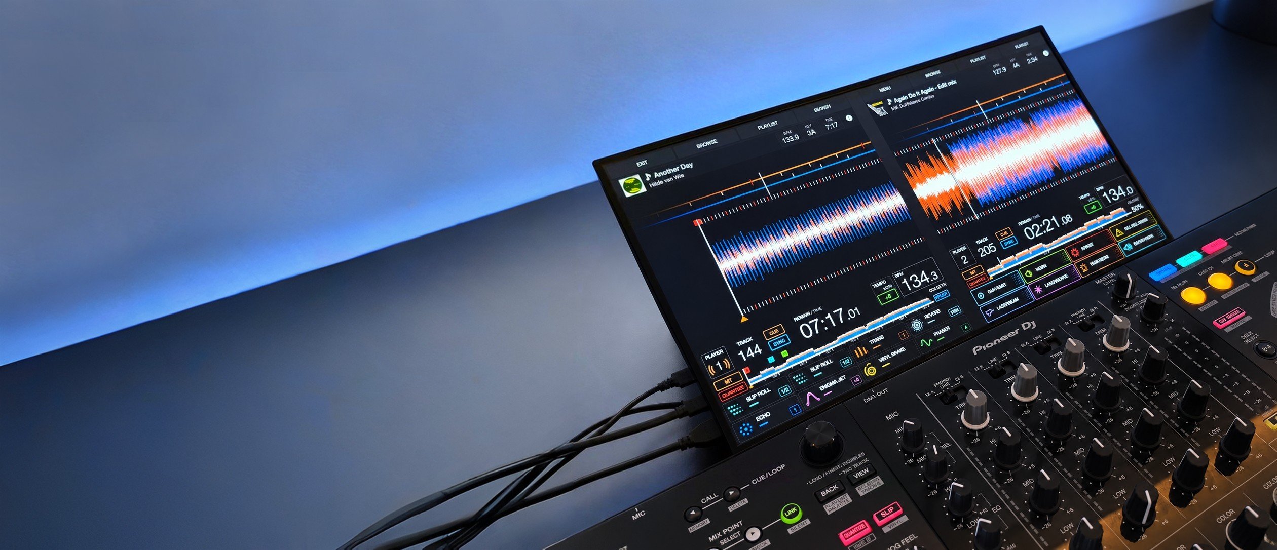 Stembox, l'écran DJ qui affiche waveforms, bibliothèque et cues face à votre controller