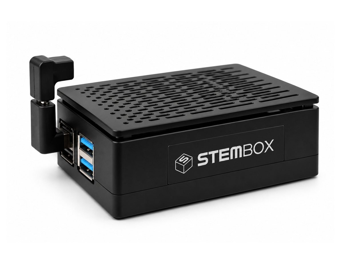 L'unité autonome Stembox Pro : boîtier noir ventilé avec ports USB